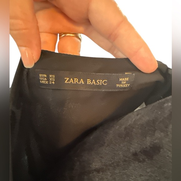 ZARA BASIC Black Tiered Layered Long Sleeve Blouse XS - Picture 6 of 8